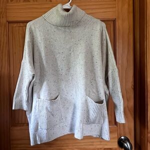 LOFT Speckled Cream Cowl Neck Sweater